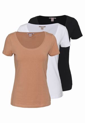 Women's Anna Field 3 PACK Basic T Shirts White | USIBDTH-17