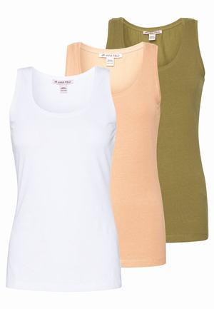 Women's Anna Field BASIC 3er Pack Tops White | PWTOVCN-57