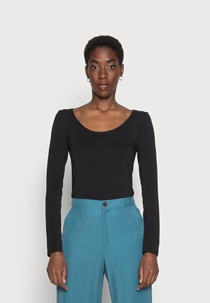 Women's Anna Field BASIC ROUND NECK LONG Tops Black | DSJQZWI-29