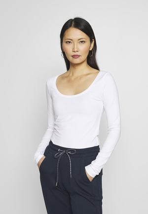 Women's Anna Field BASIC ROUND NECK LONG Tops White | RZHNYWG-02