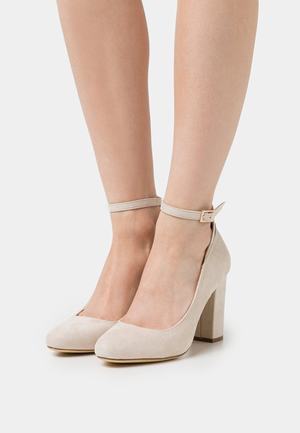 Women's Anna Field Block heel Buckle Heels Grey Brown | BNAFLIE-21