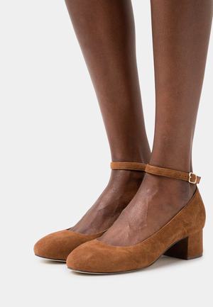 Women's Anna Field Block heel Buckle Heels Brown | PMSQDGZ-52