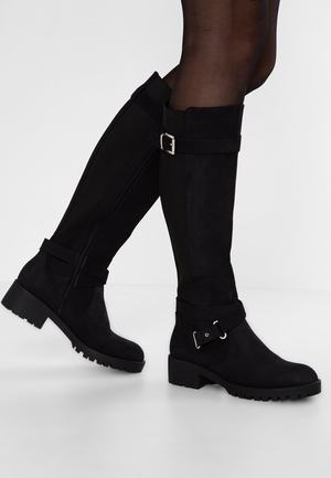 Women's Anna Field Block heel Zip UP Boots Black | KBIHXLZ-53