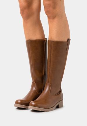 Women's Anna Field Block heel Zip UP Boots Brown | QWTKSOR-89