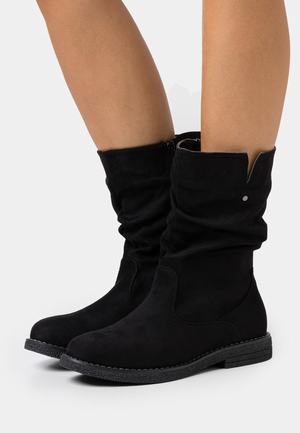 Women's Anna Field Block heel Zip UP Boots Black | YNBMGZJ-61