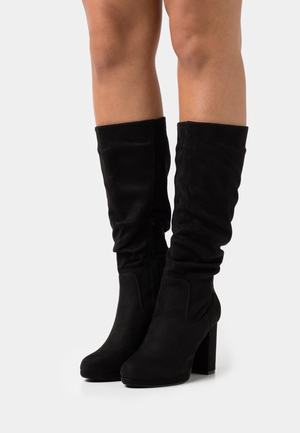 Women's Anna Field Block heel Zip UP Platform Boots Black | FDWIMQG-02