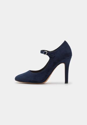 Women's Anna Field Buckle Heels Dark Blue | ICTGYQZ-38