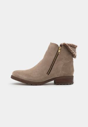 Women's Anna Field Classic Block heel Zip UP Ankle Boots Beige | AIWNLTZ-30