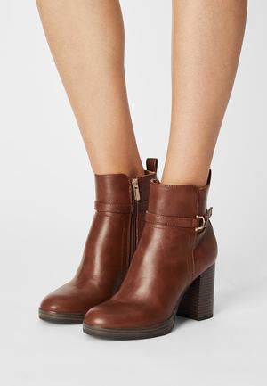 Women's Anna Field Classic Block heel Zip UP Ankle Boots Brown | RPKCHXN-57