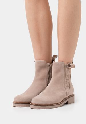 Women's Anna Field Classic Block heel Zip UP Ankle Boots Beige | XPSYJOB-60