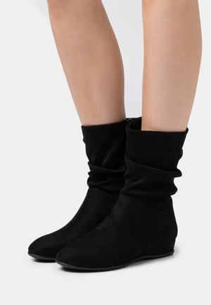 Women's Anna Field Flat Zip UP Boots Black | QMBHRFE-46