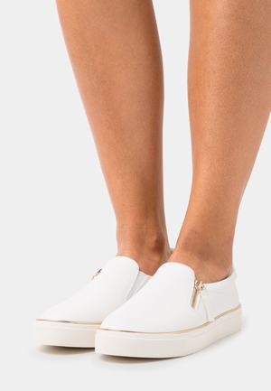 Women's Anna Field Flat Zip UP Slip ons White | VEZLDRP-32