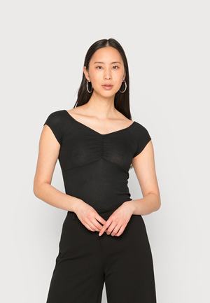 Women's Anna Field GATHERED BUST ROMANTIC Basic Tops Black | DJQYGWM-35