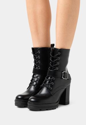 Women's Anna Field Heeled Block heel platform Zip UP Ankle Boots Black | NJIKGLY-53