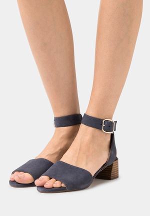 Women's Anna Field LEATHER Block heel Buckle Sandals Dark Blue | VUCBTOH-31