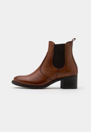 Women's Anna Field LEATHER Block heel Slip on Ankle Boots Brown | QYZFHMC-20