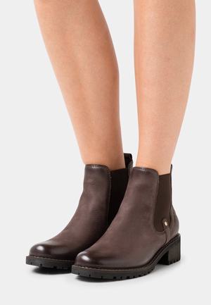 Women's Anna Field LEATHER Block heel Slip on Ankle Boots Dark Brown | ZJSBQUT-15