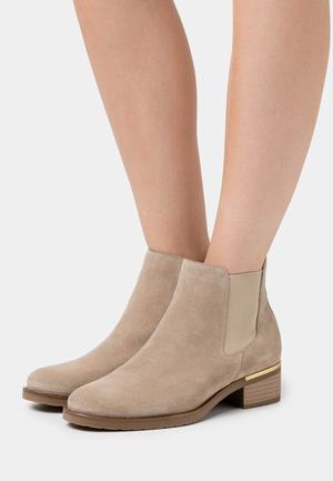 Women's Anna Field LEATHER Block heel Zip UP Ankle Boots Beige | EMCSNRB-72