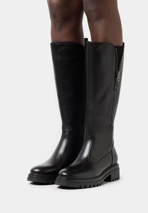 Women's Anna Field LEATHER Block heel Zip UP Boots Black | ILTJSFC-73