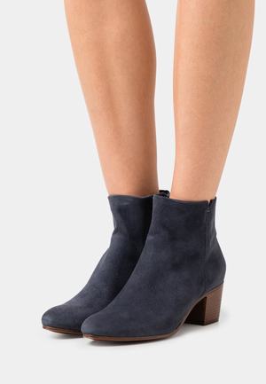 Women's Anna Field LEATHER Block heel Zip UP Ankle Boots Dark Blue | KLDNXCM-61