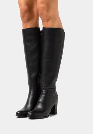 Women's Anna Field LEATHER Block heel Zip UP Boots Black | LOASNZD-65