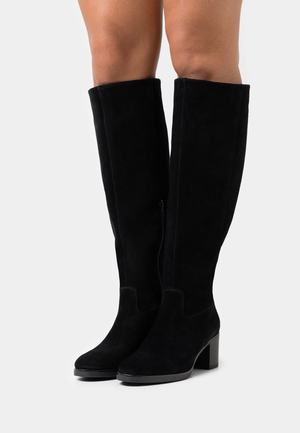 Women's Anna Field LEATHER Block heel Zip UP Boots Black | PMCNRST-71