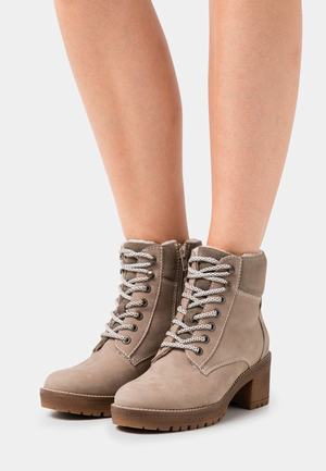 Women's Anna Field LEATHER Block heel Zip UP Ankle Boots Khaki | XQSNCIK-89