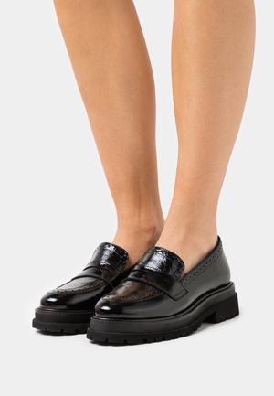 Women's Anna Field LEATHER Block heel platform Slip on Low Shoes Black | RMUXCBY-68