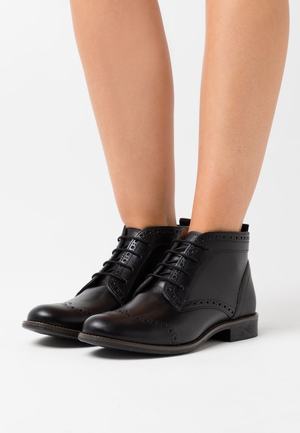 Women's Anna Field LEATHER Flat Ankle Boots Black | JCPOHGX-85