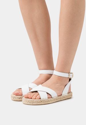 Women's Anna Field LEATHER Flat Buckle Sandals White | OYESXPI-30