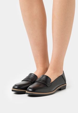 Women's Anna Field LEATHER Flat Slip on Low Shoes Black | EBIDQJT-43