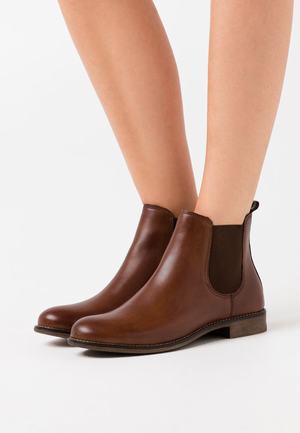 Women's Anna Field LEATHER Flat Slip on Ankle Boots Brown | MEWONUA-81