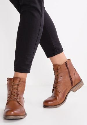 Women's Anna Field LEATHER Flat Zip UP Ankle Boots Brown | ETZWSCA-50