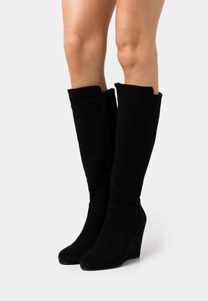 Women's Anna Field LEATHER Wedge Zip UP Boots Black | DUTIPJH-67