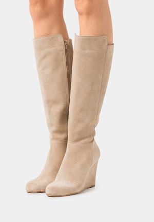 Women's Anna Field LEATHER Wedge Zip UP Boots Beige | VQMAURL-50