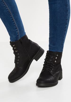 Women's Anna Field Lace up Block heel Ankle Boots Black | VYNFHPO-80