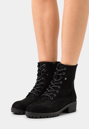 Women's Anna Field Lace up Block heel Zip UP Ankle Boots Black | EOZWKFU-28