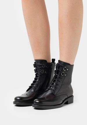 Women's Anna Field Lace up Block heel Zip UP Ankle Boots Black | MALODRP-58