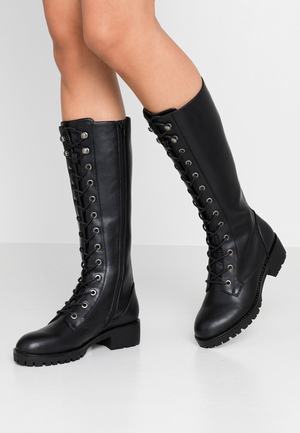 Women's Anna Field Lace up Block heel Zip UP Boots Black | VIHKZGX-08