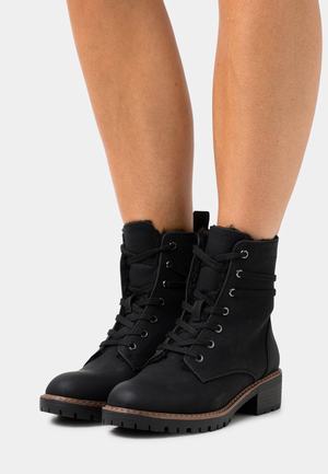 Women's Anna Field Lace up Block heel Zip UP Ankle Boots Black | YKQRSTC-41