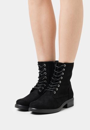 Women's Anna Field Lace up Block heel Zip UP Ankle Boots Black | ZGXEVSW-15