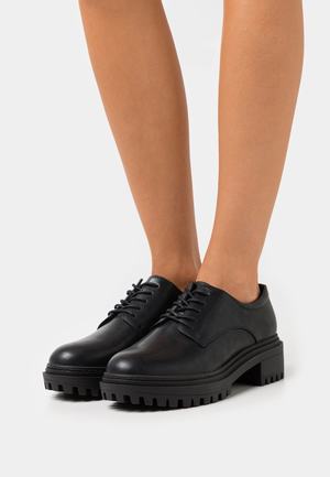 Women's Anna Field Lace up Block heel platform Low Shoes Black | BHZMOVE-62