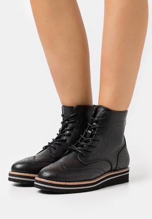 Women's Anna Field Lace up Flat Ankle Boots Black | BOCJMVR-79