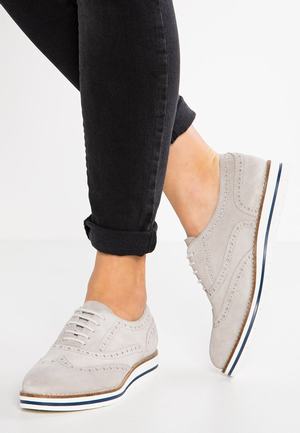 Women's Anna Field Lace up Flat Low Shoes Light Grey | CGJAEKF-92