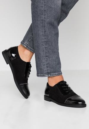 Women's Anna Field Lace up Flat Low Shoes Black | JWFMKPA-46