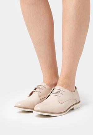 Women's Anna Field Lace up Flat Low Shoes Beige | WGBXPFQ-52