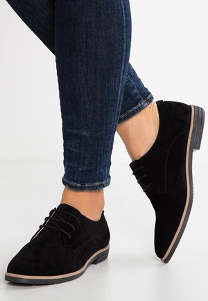 Women's Anna Field Lace up Flat Low Shoes Black | YQMVBGF-46