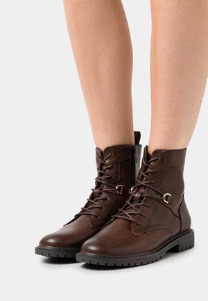 Women's Anna Field Lace up Flat Zip UP Ankle Boots Brown | FHLRYPT-23