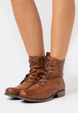 Women's Anna Field Lace up Flat Zip UP Ankle Boots Brown | LGFNMPU-18