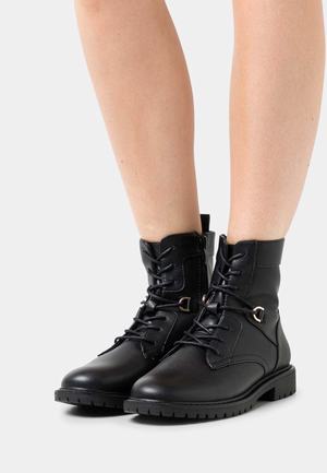 Women's Anna Field Lace up Flat Zip UP Ankle Boots Black | ZUVHBQX-47